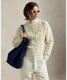 POLO RALPH LAUREN ケーブル ウールカシミヤ ハーフジップ セーター ラルフローレン トップス ニット ホワイト【送料無料】