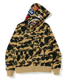 A BATHING APE 1ST CAMO SHARK FULL ZIP HOODIE ア ベイシング エイプ トップス パーカー・フーディー グリーン イエロー【送料無料】