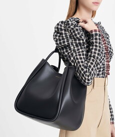 CHARLES & KEITH サークルハンドル トートバッグ 【再入荷】(Black) チャールズアンドキース バッグ トートバッグ ブラック【送料無料】