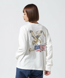 【SALE／50%OFF】Schott EAGLE U.S.A FRAG L/S T-SHIRT/イーグル U.S.Aフラッグ ロングスリーブTシャツ ショット トップス カットソー・Tシャツ ホワイト ブラック グレー グリーン