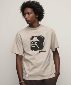 Schott HEATHER T-SHIRT "STENCIL BULLDOG"/ヘザーTシャツ "ステンシル ブルドッグ ショット トップス カットソー・Tシャツ グレー ベージュ ネイビー【送料無料】