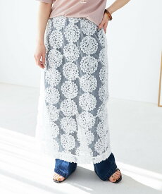 【SALE／40%OFF】le.coeur blanc TORRAZZO DONNAエンブロイダリーレーススカート ルクールブラン スカート ロング・マキシスカート ブラック ホワイト【送料無料】