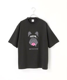 B.C STOCK MICCHI フェイスドッグTEE ベーセーストック トップス カットソー・Tシャツ ブラック ホワイト ベージュ【送料無料】