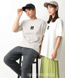 a.v.v 【KANGOL】スクエアプリントワイドシルエットTシャツ アー・ヴェ・ヴェ トップス カットソー・Tシャツ グレー ホワイト【送料無料】