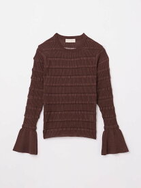 【SALE／48%OFF】Ample ベルスリーブシャーリングリブニット ヴァン トップス ニット ブラック ブラウン【送料無料】