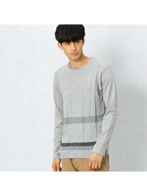 【SALE／50%OFF】COMME CA MEN ランダムボーダーケーブルニットTシャツ コムサメン ニット ニットその他 グレー ブラック ネイビー【送料無料】