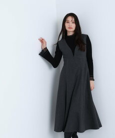 NATURAL BEAUTY BASIC ニュアンスVネックジャンスカ ナチュラルビューティベーシック ワンピース・ドレス ワンピース ブラウン グレー【送料無料】