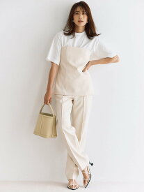 【SALE／50%OFF】Mila Owen ペプラムベアトップパンツSET UP ミラオーウェン トップス その他のトップス ホワイト ブラック【送料無料】