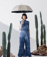 untule 【完全遮光100%】 長傘 M(55cm)/ストライプ アントゥーレ ファッション雑貨 傘・長傘 ネイビー ベ…