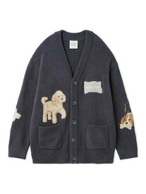 【SALE／20%OFF】gelato pique 【UNISEX】エアリーモコプレイフルDOGジャガードカーディガン ジェラートピケ トップス カットソー・Tシャツ ホワイト ネイビー【送料無料】