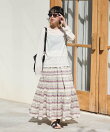 インド はしごレース ティアード マキシスカート/全6色