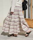 インド はしごレース ティアード マキシスカート/全6色
