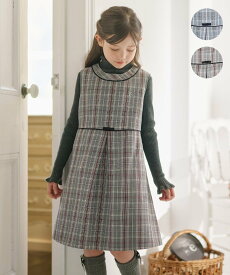 組曲 KIDS 【110-140cm】グレンチェック ジャンスカ クミキョク ワンピース・ドレス ワンピース ブルー【送料無料】