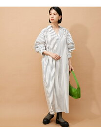 【SALE／50%OFF】ADAM ET ROPE' FEMME 【アウトレット店舗・WEB限定】TCストライプスキッパーワンピース アダムエロペ ワンピース・ドレス シャツワンピース ホワイト ネイビー ブルー【送料無料】