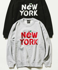 BEAMS T BEAMS T / NEW YORK クルーネック スウェット ビームスT トップス スウェット・トレーナー グレー ブラック【送料無料】