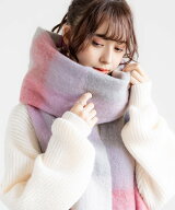 Rocky Monroe ボリュームフリンジマフラー 無地/チェック ロッキーモンロー ファッション雑貨 マフラー・…