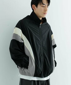 【SALE／37%OFF】URBAN RESEARCH ITEMS 配色キリカエ ナイロン トラックジャケット アーバンリサーチアイテムズ ジャケット・アウター ナイロンジャケット ブラック ネイビー【送料無料】