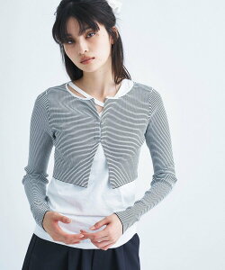 CODE A �yRe�zstretch hook cardigan �R�[�h�G�[ �g�b�v�X �J�[�f�B�K�� �z���C�g �u���b�N�y���������z