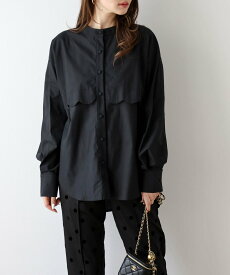 【SALE／11%OFF】La-gemme スカラップヨークデザインシャツ ラジュール トップス シャツ・ブラウス ブラック ホワイト