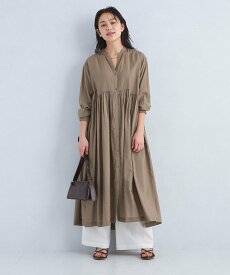 【SALE／50%OFF】UNITED ARROWS green label relaxing ボイル ギャザー ハオリ ワンピース ユナイテッドアローズ グリーンレーベルリラクシング ワンピース・ドレス シャツワンピース ホワイト ブラック【送料無料】