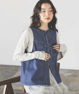 niko and ... アソートフロントリボンベスト ニコアンド トップス ベスト・ジレ ホワイト カーキグリーン…