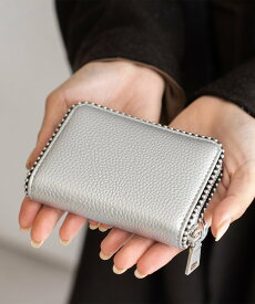 【SALE／10%OFF】aroco ボールスタッズカード&コインケース レディース スキミング防止 カードケース ニ財布 ヴィータフェリーチェ 財布・ポーチ・ケース 名刺入れ・カードケース グリーン ゴールド ピンク グレー ブラック シルバー【送料無料】