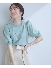 【SALE／10%OFF】ViS パワーショルダー袖オーガンジー半袖プルオーバー ビス カットソー カットソーその他 グリーン ブラック ホワイト ベージュ パープル