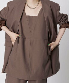 【SALE／60%OFF】M TO R [BLOUSE]LAYERED TUNIC VEST アダムエロペ トップス ベスト・ジレ グレー ピンク【送料無料】