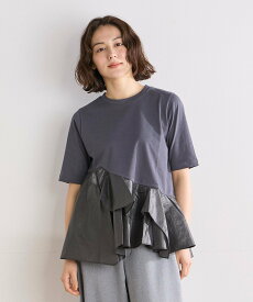 【SALE／30%OFF】INED 《INED CLARO》フリル切り替えプルオーバー イネド トップス カットソー・Tシャツ ブラック グレー ホワイト【送料無料】