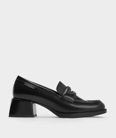 CHARLES & KEITH ペニー トラペーズヒールローファーパンプス チャールズアンドキース シューズ・靴 ローファー ブラウン【送料無料】