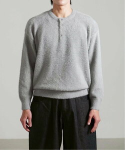 Chikashitsu + �yChikashitsu +�zhenry neck hairy knit / ���� �w�����[�l�b�N �j�b�g �J�W���A�� �l�o�[�}�C���h�U�G�b�N�X���[�^�`�J�V�c�v���X �g�b�v�X �j�b�g �O���[ �l�C�r�[ �x�[�W�� �z���C�g �u