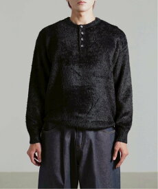 Chikashitsu + 【Chikashitsu +】henry neck hairy knit / 長袖 ヘンリーネック ニット カジュアル ネバーマインドザエックスユー／チカシツプラス トップス ニット グレー ネイビー ベージュ ホワイト ブラック【送料無料】