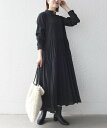SHIPS any 《一部追加予約》＜手洗い可能＞ドット バンドカラー プリーツ ロング ワンピース シップス ワンピース・ド…