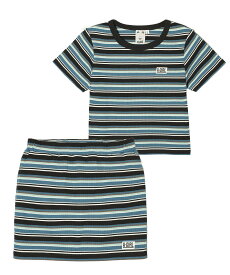 X-girl STRIPED S/S TOP AND SKIRT SET UP セットアップ X-girl エックスガール トップス アンサンブル ブラック ブルー ブラウン【送料無料】