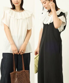 【SALE／56%OFF】a.v.v 【前後2WAY】フリルカラーブラウス アー・ヴェ・ヴェ トップス シャツ・ブラウス ブラウン ホワイト