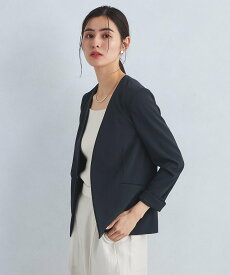【SALE／30%OFF】UNITED ARROWS green label relaxing サラフール ノーラペル ジャケット -マシンウォッシャブル・ストレッチ・UVカット- ユナイテッドアローズ グリーンレーベルリラクシング ジャケット・アウター ノーカラージャケット ネイビー ブラック ベ【送料無料】