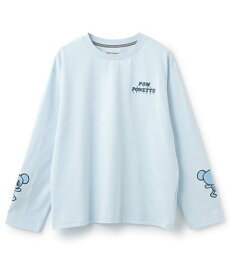 pom ponette junior ミントくん 袖アップリケTシャツ ナルミヤオンライン トップス カットソー・Tシャツ ブルー【送料無料】