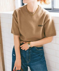 【SALE／30%OFF】Spick & Span ロゴジャガードハーフスリーブニット スピックアンドスパン トップス ニット ブラウン グレー【送料無料】