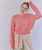 ADAM ET ROPE' FEMME ペーパーヤーンプルオーバー アダムエロペ トップス ニット ブラック ホワイト ピン…