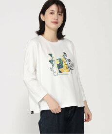 SUPER HAKKA SUPER HAKKA×椎木彩子 「Birds and plants in the sun」刺繍カットソー ハッカ トップス カットソー・Tシャツ ホワイト ピンク ブルー【送料無料】