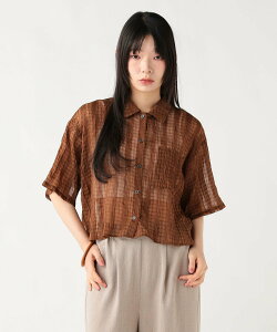 BEAMS HEART WOMEN �V�A�[ �`�F�b�N ���M�����[ �V���c 26SS �E�H�b�V���u�� �􂦂� �C�[�W�[�P�A �r�[���X �n�[�g �g�b�v�X �V���c�E�u���E�X �C�G���[ �u���E���y���������z