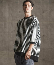 GLIMCLAP mt8792- Ripple knitting border Dolman sleeve T-shirt Tシャツ カンビオ トップス カットソー・Tシャツ ホワイト ブラック【送料無料】