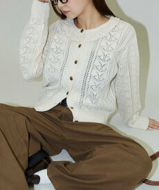 【SALE／70%OFF】PUBLUX 襟付 かぎ針編み風 ニットカーディガン 限定展開 25AW フリークスストア トップス カーディガン グレー ベージュ
