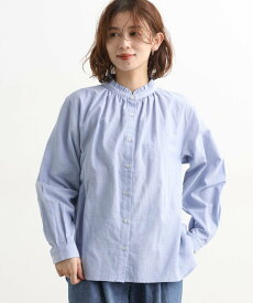 【SALE／20%OFF】studio CLIP シングルガーゼ襟フリルブラウス スタディオクリップ トップス シャツ・ブラウス ホワイト ブルー【送料無料】