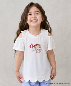 petit main 【サンリオキャラクターズ】肩あきグラフィックTシャツ ナルミヤオンライン トップス カットソー・Tシャツ ホワイト ブルー ピンク