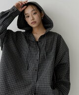 hellam チェックフーディシャツ へラム トップス シャツ・ブラウス ホワイト ネイビー ブラウン ブラック…