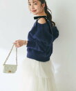 【最強愛されニット】へアリーウールカシミヤ混ワンショルリボンニット