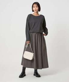 【SALE／50%OFF】UNITED ARROWS green label relaxing カット コンビ タフタ フレア ワンピース ユナイテッドアローズ グリーンレーベルリラクシング ワンピース・ドレス ワンピース グレー ブラック【送料無料】