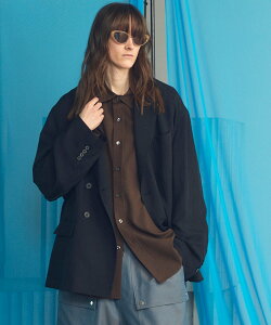 MAISON SPECIAL Mix Linen Prime-Over-Over Semi-double Tailored Jacket ���]���X�y�V���� �W���P�b�g�E�A�E�^�[ �e�[���[�h�W���P�b�g�E�u���U�[ �x�[�W�� �u���b�N�y���������z