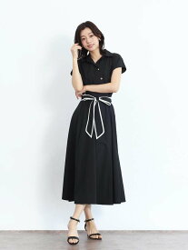 【SALE／28%OFF】FENNEL パイピングリボン付きワンピース ヴァン ワンピース・ドレス シャツワンピース ブラック グレー【送料無料】